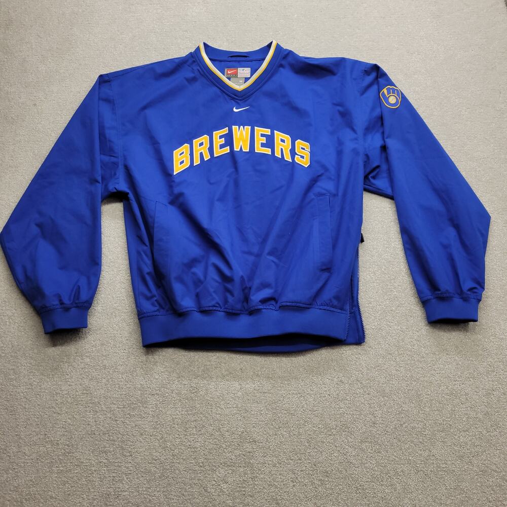 Nike Milwaukee Brewers Vintage Pull Over MLB Windbreaker Jacket Men's Medium